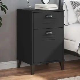 374915 Vidaxl Bedside Cabinet Accent End Table Bedroom Furniture Black Engineered Wood