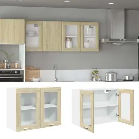 Vidaxl 721102808616 Hanging Glass Cabinet Sonoma Oak Engineered Wood And Medium