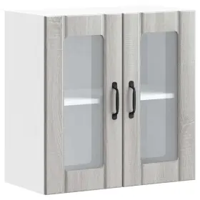 853913 Vidaxl Kitchen Wall Cabinet Gray Sonoma Engineered Wood And Glass Medium