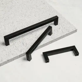 Villar Home Designs 840340601853 15 Pack Modern Square Stainless Steel Cabinet Drawer And Kitchen Black Pulls By #3