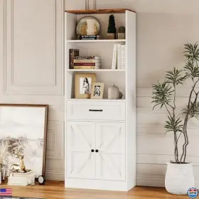 H14410-706wh1p-bc Visit The Breezestival Store 70 Inch White Storage Cabinet With Sliding Doors And Drawers - Sturdy Shelving