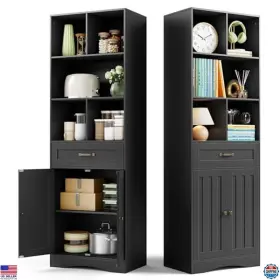 B0fc1zd3t1 Visit The Gizoon Store 71ftft Tall Black Storage Cabinet - Versatile Kitchen Pantry Organizer