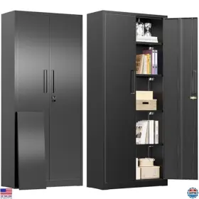 B0fm7bgwq7 Visit The Greenvelly Store 63 Inch Tall Black Metal Pantry Cabinet With 2 Lockable Doors And 4 Shelves