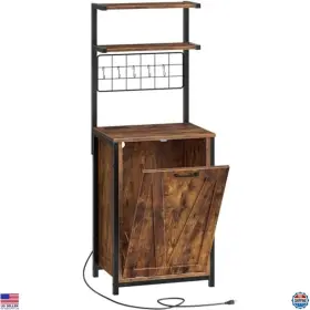 Bf22uhb01 Visit The Hoobro Store 5-tier Bakers Rack With Trash Can And Microwave Stand Rustic Brown Black