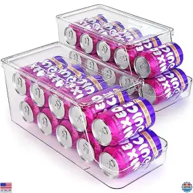 Scd01 Visit The Theaoo Store Stackable Soda Can Dispenser Set Of 2 - Clear Plastic Organizer Bins With Lids