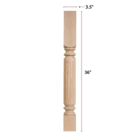 Waddell 090668022384 Athens Fluted Island Turning 36 Inch X3.5 Furniture Grade Unfinished Cherry #2