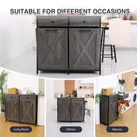 Ushg4796 Walsport Double Tilt Out Trash Cabinet Free Standing With Drawer Bin Storage #3