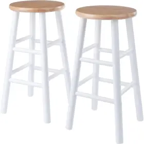 53224 Winsome Huxton 2-pc Counter Stool Set Natural And White