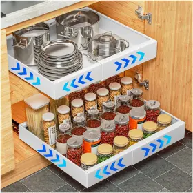 Yfxcvsl 629722475936 Pull Out Cabinet Organizer 2pack Expandable 12.6ftft-20.5ftft Drawers