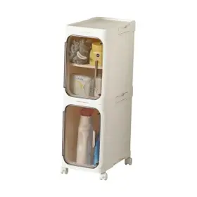 Xn8003 Zhejiangjinmaosuyeyouxiangongsi Slim Bathroom Storage Cabinet With Wheels Thin Narrow 2tier Cream