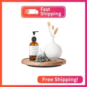 Zoocatia Wen461 Wood Lazy Susan Organizer Kitchen Turntable For Cabinet Farmhouse Bathroom Decor
