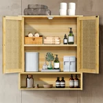 Bamboo Bathroom Wall Cabinet Space Saver Kitchen Storage Hanging Cupboard 2 Door. Fixed Price $66.91.