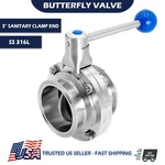 3" Inch Tri Clamp Sanitary Butterfly Valve Stainless Steel 316L Pull Handle. Fixed Price $193.24.