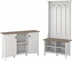 Stylish Salinas Entryway Storage Set With Hall Tree, Shoe Bench & Cabinet. Fixed Price $574.99.