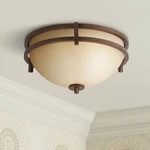 Oak Valley Rustic Ceiling Light Flush Mount Fixture 15" Bronze Scavo Glass Shade. Fixed Price $149.99.