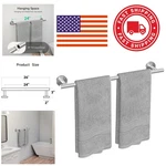 Contemporary 24 Inch Towel Bar Brushed Nickel Finish Ideal For Modern Bathrooms. Fixed Price $41.99.