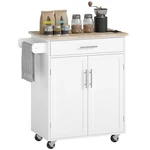 Homcom Kitchen Island Cart, Rolling Table With Solid Wood Top, Trolley. Fixed Price $170.99.