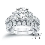 Solid 14K White Gold Moissanite Bridal Set Engagement Ring 2.40 Carat Round Cut. Fixed Price $239.70.