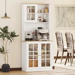 Sturdy Kitchen Buffet With Hutch Solid Storage Sideboard Cabinet W/glass Door. Fixed Price $175.99.