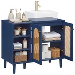 36 Under Sink Cabinet, Boho Base W/rattan Doors, Rubber Wood Legs. Fixed Price $179.99.