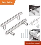 Contemporary 30 Pack Inch Cabinet Handles - Durable Brushed Nickel Euro Bars. Fixed Price $21.99.