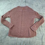 Lucky Brand Sweater Women's Medium Pink Cable Knit Acrylic Pull Over Crew Neck. Fixed Price $8.00.