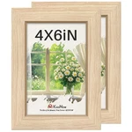 4X6 Picture 2 Pack, Natural Oak Wood Gallery Photo Frame, Wall Hanging .... Fixed Price $26.08.