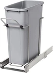 Platinum Steel Pull-out Trash Can For Cabinets 20 Qt, 17" X 8" W. Fixed Price $186.99.