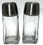 Mcm Clear Glass Salt Pepper Shakers Square Base Stainless Lids Vintage. Fixed Price $9.99.