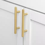 Gliderite 5 In. Satin Gold Solid Handle Bar Cabinet Drawer Pulls (10-PACK). Fixed Price $16.00.