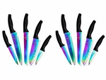 Silislick Titanium Coated Stainless Steel Kitchen Knives Rainbow Blades 10PC Set. Fixed Price $45.71.