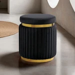 Black Finish Contemporary Style 1PC Round Accent Stool Stainless Steel Gold Trim. Fixed Price $151.99.