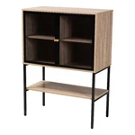 Baxton Studio Asher Natural Brown Wood And Black Metal 2-DOOR Sideboard. Fixed Price $196.17.