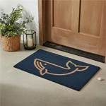 Homeroots 664546 16 X 30 In. Natural & Navy Blue Whale Indoor Coir Mat. Fixed Price $67.94.