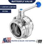4" Inch Tri Clamp Sanitary Butterfly Valve Stainless Steel 316L Pull Handle. Fixed Price $295.77.
