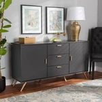 Baxton Studio Kelson 58 3/4" Wide Dark Gray 2-DOOR Sideboard. Fixed Price $334.00.