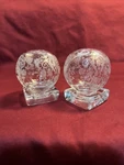 Cambridge Glass Company Etched Salt Pepper Shakers Round With Flat Base 1940S. Fixed Price $59.99.