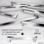 6"- 24" Inch Contemporary 5/8" Square Stainless Steel Cabinet Bar Pull Handle. Fixed Price $8.50.