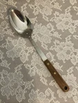 Vintage Robinson Stainless Usa Solid Serving Spoon Wooden Handle 12. Fixed Price $21.00.