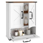 Hoobro Farmhouse Wall Mounted Cabinet 7.1"D X 15.7"W 21.5"H, White + Walnut. Fixed Price $69.60.