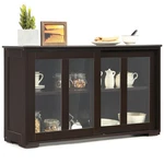 Costway Kitchen Storage Cabinet Sideboard Buffet Cupboard W/ Sliding Door Brown. Fixed Price $109.99.