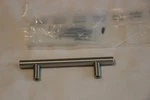3-1/2 Inch Center To Brass Bar Cabinet Pull, Satin Nickel Finish. Fixed Price $19.74.