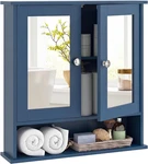 Bathroom Medicine Cabinet With Mirror, Wall Mounted Wooden Hanging Organizer. Fixed Price $94.99.
