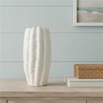 Homeroots 608346 24 In. Cream Cylinder Ceramic Sculptural Waves Table Vase. Fixed Price $316.72.