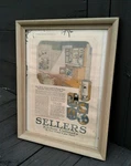 Antique 1919 Sellers Kitchen Cabinets Advertising Framed Picture Ladies Home. Fixed Price $18.00.