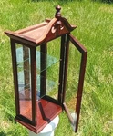 Rare Mid Cent Mirror Back Glass 2-SHELVES Cherry Wood 29X14X10" Curio Cabinet. Fixed Price $265.00.
