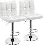 Set Of 2 Adjustable White Pu Leather Swivel Bar Stools For Kitchen Island. Fixed Price $138.99.