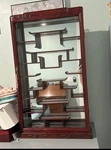 Vintage China Cabinet Curio Locking Glass Door Wall Mount 18 Shelves Mirror Back. Fixed Price $800.00.