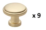 *lot Of 9* Gliderite 1-1/8 In. Champagne Gold Finish Round Ring Cabinet Knob. Fixed Price $12.99.