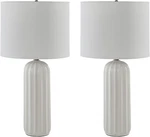 Signature Design By Ashley Clarkland Contemporary 24 Inch Ceramic Table Lamp, Se. Fixed Price $183.99.
